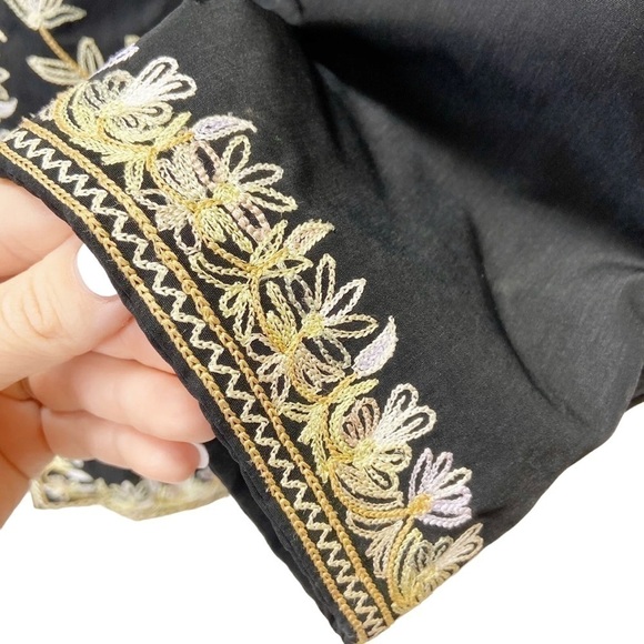 Carol Cohen Studio Quilted Lined Elegant Mandarin Collar Coat Embroidered Sz S - Picture 5 of 10